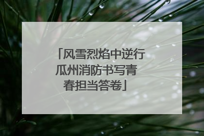 风雪烈焰中逆行 瓜州消防书写青春担当答卷